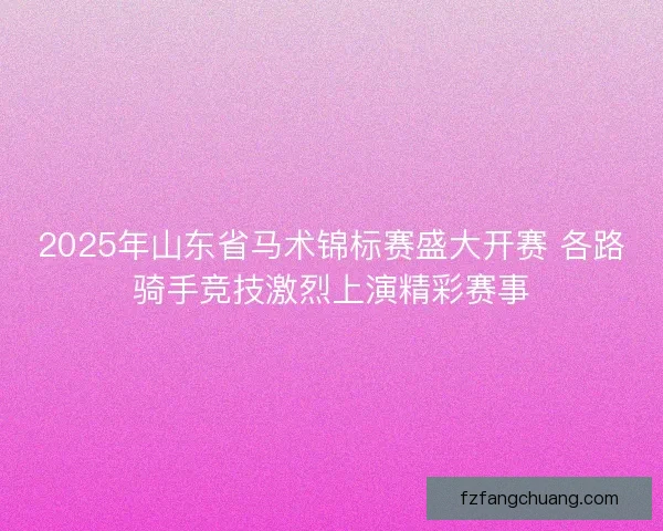 2025年山东省马术锦标赛盛大开赛 各路骑手竞技激烈上演精彩赛事