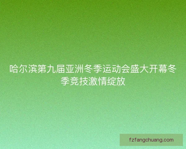 哈尔滨第九届亚洲冬季运动会盛大开幕冬季竞技激情绽放